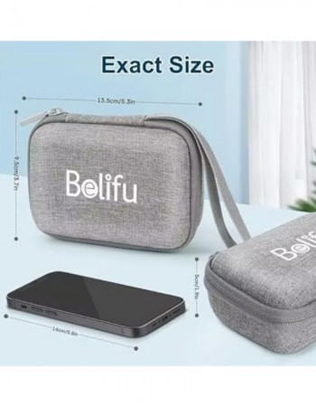 Belifu Storage Bag with Wrapable Pads Holder, Hard Travel Case for Tens Unit, Electrode Pads and Wires Organizer, Portable Zipper Bag with Film and Mesh Bag