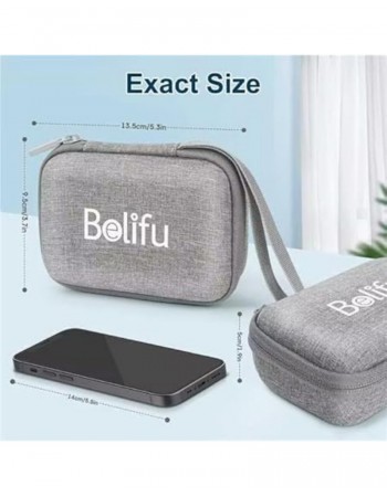 Belifu Storage Bag with Wrapable Pads Holder, Hard Travel Case for Tens Unit, Electrode Pads and Wires Organizer, Portable Zipper Bag with Film and Mesh Bag