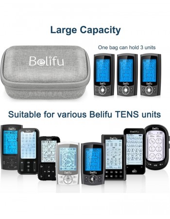 Belifu Storage Bag with Wrapable Pads Holder, Hard Travel Case for Tens Unit, Electrode Pads and Wires Organizer, Portable Zipper Bag with Film and Mesh Bag