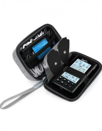 Belifu Storage Bag with Wrapable Pads Holder, Hard Travel Case for Tens Unit, Electrode Pads and Wires Organizer, Portable Zipper Bag with Film and Mesh Bag