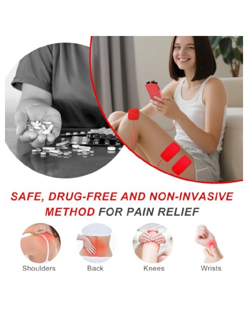TENS EMS Unit Muscle Stimulator for Pain Relief Therapy - 4 in 1 TENS & EMS & Relax & Custom Frequency + Pulse - Muscle Massager 36 Modes 20 Intensity, Memory & Favorites Function with 600mAh Battery