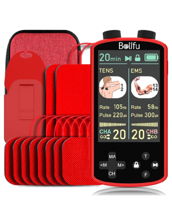 TENS EMS Unit Muscle Stimulator for Pain Relief Therapy - 4 in 1 TENS & EMS & Relax & Custom Frequency + Pulse - Muscle Massager 36 Modes 20 Intensity, Memory & Favorites Function with 600mAh Battery