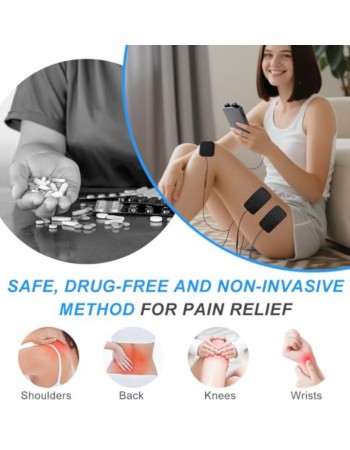 TENS EMS Unit Muscle Stimulator for Pain Relief Therapy - 4 in 1 TENS & EMS & Relax & Custom Frequency + Pulse - Muscle Massager 36 Modes 20 Intensity, Memory & Favorites Function with 600mAh Battery