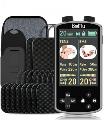 TENS EMS Unit Muscle Stimulator for Pain Relief Therapy - 4 in 1 TENS & EMS & Relax & Custom Frequency + Pulse - Muscle Massager 36 Modes 20 Intensity, Memory & Favorites Function with 600mAh Battery