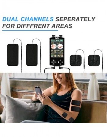 TENS EMS Unit Muscle Stimulator for Pain Relief Therapy - 4 in 1 TENS & EMS & Relax & Custom Frequency + Pulse - Muscle Massager 36 Modes 20 Intensity, Memory & Favorites Function with 600mAh Battery