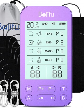 Belifu TENS Muscle Stimulator Unit for Pain Relief, Electronic Pulse Therapy Machine with 36 Mode 20 Intensities, Rechargeable & Portable – Neck, Back, Shoulder, Joint Pain Relief, Color Purple