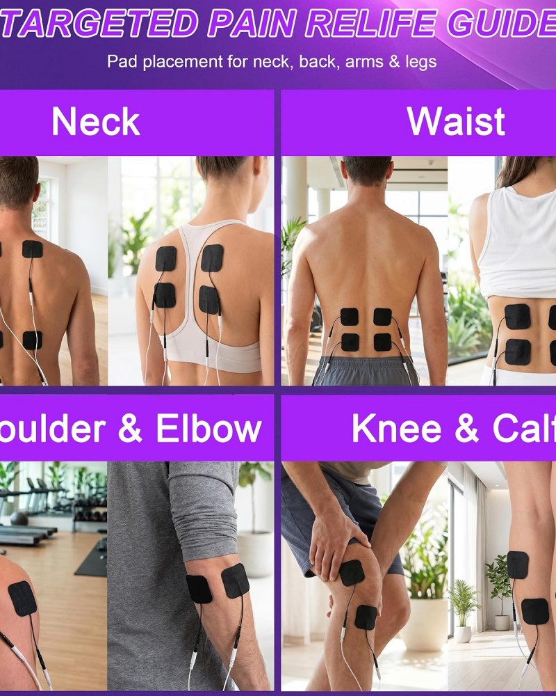 Belifu TENS Muscle Stimulator Unit for Pain Relief, Electronic Pulse Therapy Machine with 36 Mode 20 Intensities, Rechargeable & Portable – Neck, Back, Shoulder, Joint Pain Relief, Color Purple