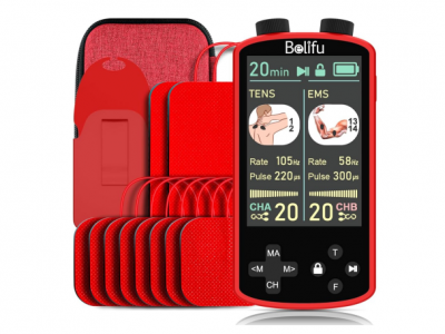 TENS EMS Unit Muscle Stimulator for Pain Relief Therapy - 4 in 1 TENS & EMS & Relax & Custom Frequency + Pulse - Muscle Massager 36 Modes 20 Intensity, Memory & Favorites Function with 600mAh Battery