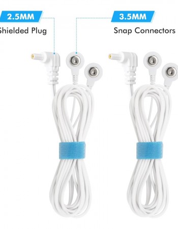 Belifu Shielded Replacement Electrode Wires 2.35mm Tens Replacement Lead Wires Standard Connection Snap 3.5mm Cable for Tens EMS Muscle Stimulator (2 Pack)