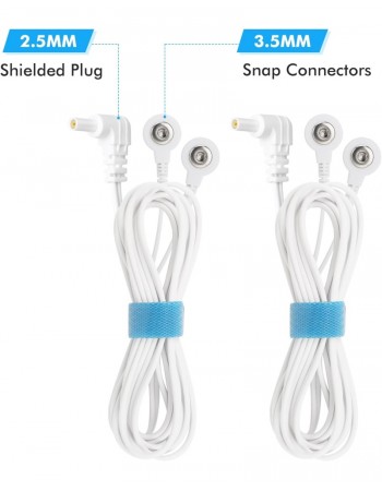 Belifu Shielded Replacement Electrode Wires 2.35mm Tens Replacement Lead Wires Standard Connection Snap 3.5mm Cable for Tens EMS Muscle Stimulator (2 Pack)