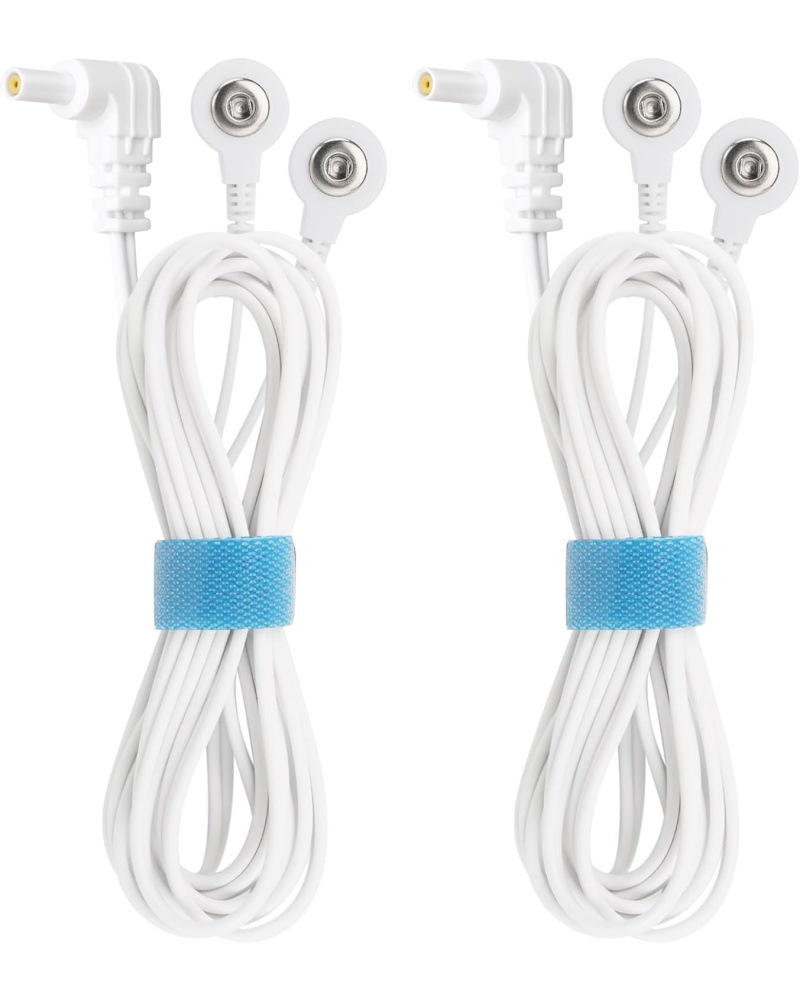 Belifu Shielded Replacement Electrode Wires 2.35mm Tens Replacement Lead Wires Standard Connection Snap 3.5mm Cable for Tens EMS Muscle Stimulator (2 Pack)
