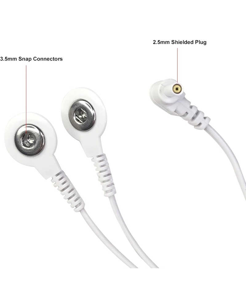 Belifu Shielded Replacement Electrode Wires 2.35mm Tens Replacement Lead Wires Standard Connection Snap 3.5mm Cable for Tens EMS Muscle Stimulator (2 Pack)