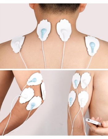 Belifu TENS Unit Electrode Pads Reusable Self-Adhesive Replacement Massage Pads Latex Free, Standard Connection Snap on 3.5mm Cable for Tens EMS Massager