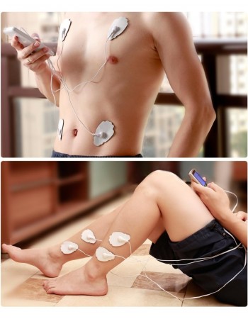 Belifu TENS Unit Electrode Pads Reusable Self-Adhesive Replacement Massage Pads Latex Free, Standard Connection Snap on 3.5mm Cable for Tens EMS Massager