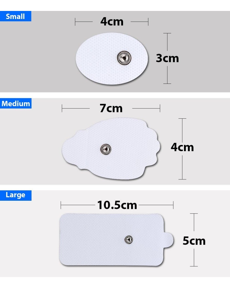 Belifu TENS Unit Electrode Pads Reusable Self-Adhesive Replacement Massage Pads Latex Free, Standard Connection Snap on 3.5mm Cable for Tens EMS Massager