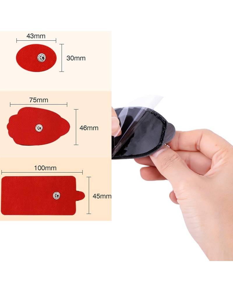Belifu TENS Unit Electrode Pads Reusable Self-Adhesive Replacement Massage Pads Latex Free, Standard Connection Snap on 3.5mm Cable for Tens EMS Massager