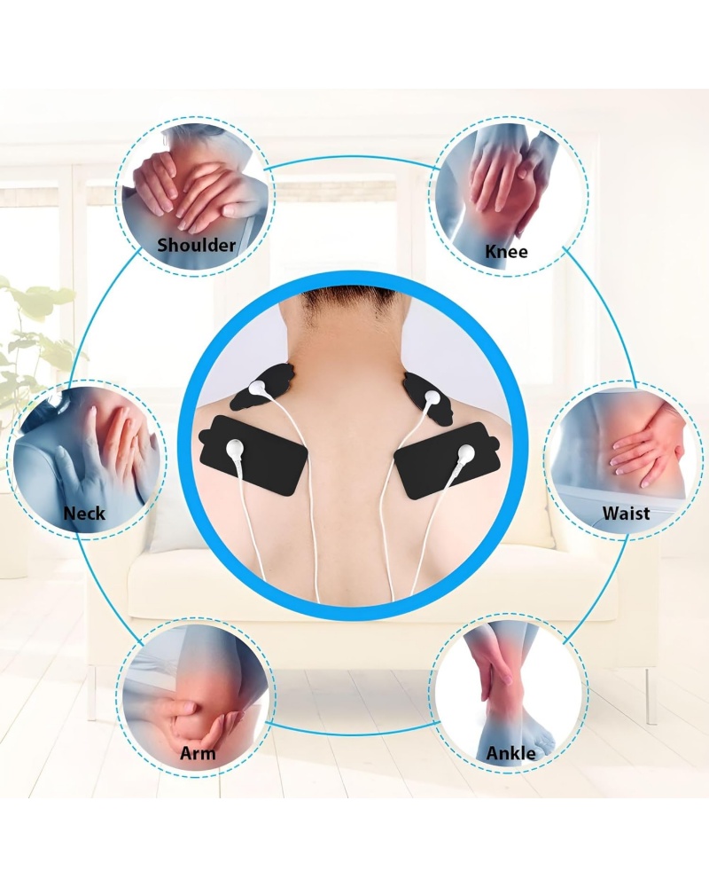 Belifu TENS Electrode Pads 20 PCS - Reusable Self-Adhesive Replacement Pads with 3.5mm Snap Connector, Latex Free Pads Compatible with TENS & EMS Units for Pain Relief and Muscle Stimulation